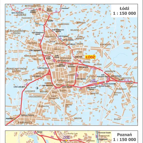 Polska - kolejowa mapa ścienna, 1:500 000 168x140 cm, ArtGlob